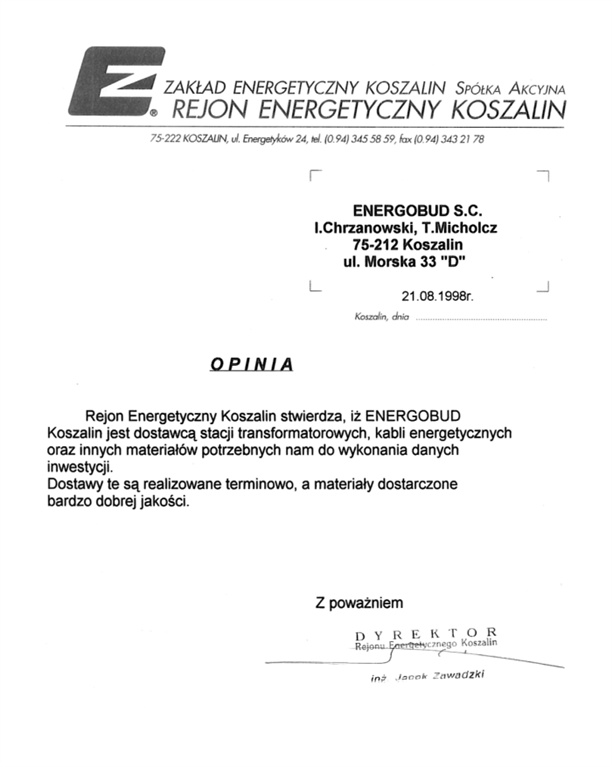 ZAKŁAD ENERGETYCZNY Koszalin S.A.